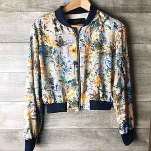 Zara floral print bomber jacket coat